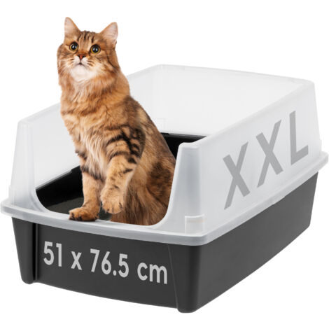 Iris Ohyama – Bac à litière ouvert pour chat XL – Parois hautes anti-projections – Plastique sans BPA – Facile à nettoyer – Confort optimal pour grands chats