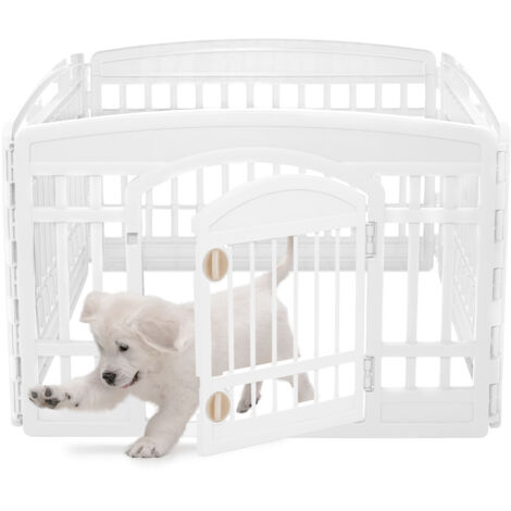 Iris Ohyama, Parc à chiot / Enclos chien Porte à 2 verrous & clips Modulable, Résistant aux intempéries, pour chien - Pet CircleCI-604E, Blanc