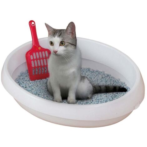 Iris Ohyama Bac � Liti�re pour Chat en Plastique avec Pelle Blanc 50 x 40 x 15 cm