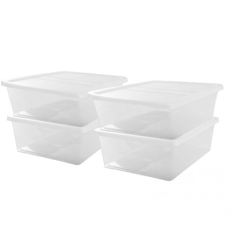 IRIS OHYAMA Set de 4 boîtes de rangement avec couvercle NCB-28 - 4x 28 L - L54 x l39.5 x H17 cm - Transparent