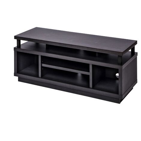Iris Ohyama, Meuble TV, Meuble tele, Banc TV, Support télévision pour ecran jusqu'à 43 pouces, 5 Etagères, Sortie-câbles, Contemporain, Chambre, Salon - TV Cabinet Middle OTS-100M - Chêne noir