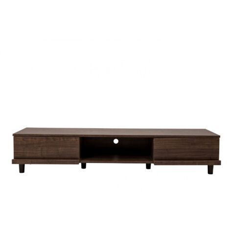 Iris Ohyama, Meuble TV, Meuble tele, Banc TV, Support télévision pour ecran jusqu'à 65 pouces, 4 Etagères, Sortie-câbles, Contemporain, Chambre, Salon - TV Cabinet BAB-150A - Marron