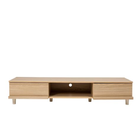 Iris Ohyama, Meuble TV, Meuble tele, Banc TV, Support télévision pour ecran jusqu'à 65 pouces, 4 Etagères, Sortie-câbles, Contemporain, Chambre, Salon - TV Cabinet BAB-150A - Marron Clair