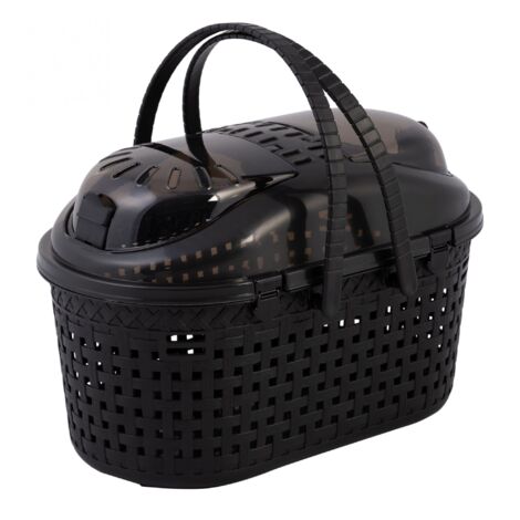 Iris Ohyama, Panier transport / Caisse 2 poignées & bandoulière Ventilation optimale pour chat, chien, rongeur - Mesh Pet CarryMPC-450, Noir (1/3)