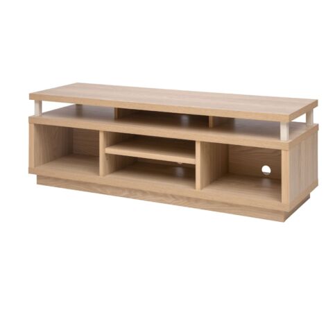 Iris Ohyama, Meuble TV, Meuble tele, Banc TV, Support télévision pour ecran jusqu'à 55 pouces, 5 Etagères, Sortie-câbles, Contemporain, Chambre, Salon - TV Cabinet Middle OTS-125M - Marron clair