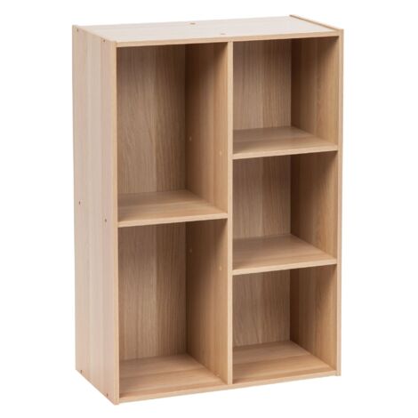 Iris Ohyama – Bibliothèque étagère 5 compartiments – Dimensions L60 x P29 x H88 cm – Matériau panneau de particules – Design moderne marron clair