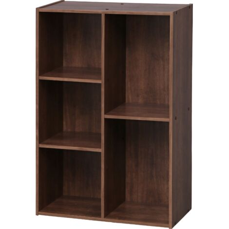 Iris Ohyama, Bibliothèque, Étagère à 5 Compartiments, Meuble de rangement à livres, Cloison Séparateur, Présentoir, Salon, Chambre, Bureau - Basic Storage Shelf CX-23C - Marron