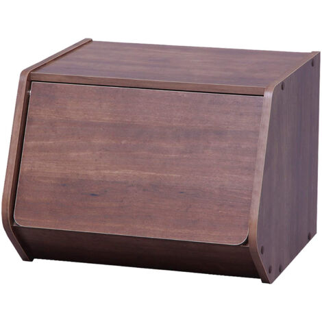 Iris Ohyama, Étagère, Boîte de rangement en bois, Meuble d'appoint, 1 porte rabattable, Polyvalent, Empilable, Solide, Bureau, Chambre, Salon - Stack Box STB-400D - Marron
