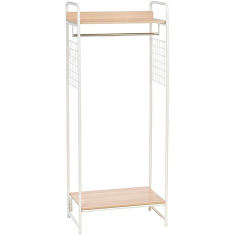 Iris Ohyama – Portant à vêtements blanc 154,5 cm – Structure en métal – Étagère basse pour chaussures – Penderie dressing moderne