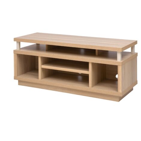 Iris Ohyama, Meuble TV, Meuble tele, Banc TV, Support télévision pour ecran jusqu'à 43 pouces, 5 Etagères, Sortie-câbles, Contemporain, Chambre, Salon - TV Cabinet Middle OTS-100M - Marron clair
