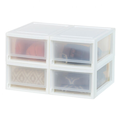Iris Ohyama, Tiroir de rangement, Tour de rangement plastique bureau, Lot de 4, MSD-1, Blanc