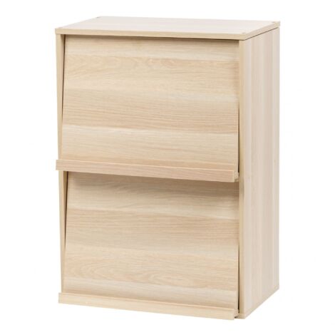 Iris Ohyama, Meuble, Bibliothèque, Étagère de rangement, 2 portes rabattables, Design, Solide, Moderne, Multi-usage, Bureau, Chambre, Salon - Flap Rack CHR-2 - Marron Clair