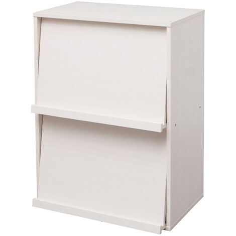 Iris Ohyama, Meuble, Bibliothèque, Étagère de rangement, 2 portes rabattables, Design, Solide, Moderne, Multi-usage, Bureau, Chambre, Salon - Flap Rack CHR-2 - Chêne Blanc