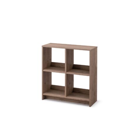 Iris Ohyama, Meuble de rangement ouvert, Bibliothèque, Étagère de 4 casiers,  Grande capacité, horizontale & verticale, Bureau, Chambre, Salon - Wood Open Shelf WOS-4 -  Marron Cendré