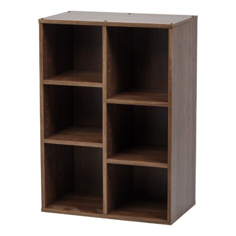 Iris Ohyama, Bibliothèque, Meuble, Étagère, Cube de rangement/6 compartiements, Disposition horizontale & verticale, Design, Moderne, Bureau, Chambre, Salon - Rack CFR-9060 - Marron