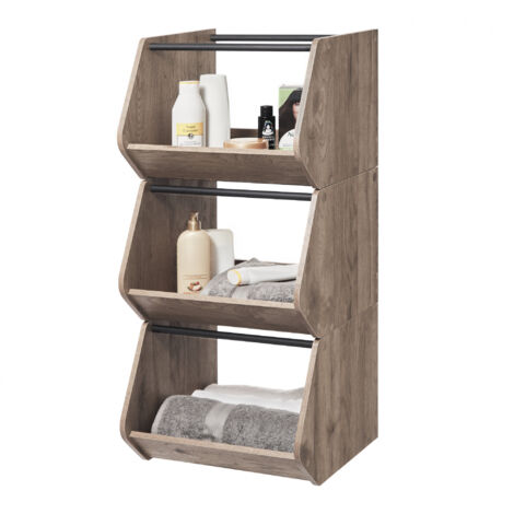 Iris Ohyama, Étagère, Boîte de rangement en bois, Meuble d'appoint/1 porte rabattable, Empilable, Solide, Cuisine, Chambre, Salon - Basic furniture shelf - IWB-400 - Marron Cendré