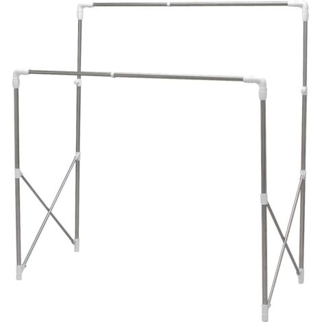 Iris Ohyama, Portant à vêtement, 2 étagères, jusqu'à 20 kgs de capacité, ajustable 97/150 x 66 x 122/160 cm, intérieur ou extérieur - Telescopic Multifunction Rack SMH-150R - Blanc (1/4)