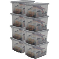 Iris Ohyama, Boites de Rangement bureautique plastique, 10L, Lot de 8, Gris, DDUSB-S