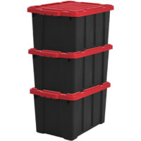 Iris Ohyama – Caisse de rangement avec couvercle 50L – Lot de 3 – Plastique sans BPA – Poignée ergonomique – Fond renforcé pour outils