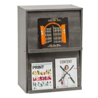Iris Ohyama, Meuble, Bibliothèque, Étagère de rangement, 2 portes rabattables, Design, Solide, Moderne, Multi-usage, Bureau, Chambre, Salon - Flap Rack CHR-2 - Chêne Gris