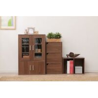 Iris Ohyama, Meuble, Bibliothèque de rangement, Vaisselier, Buffet avec 4 étagères et 4 portes/ Design & Moderne, Solide, Multi-usage, Bureau, Cuisine, Chambre, Salon - Cabinet GKN-9060 - Marron