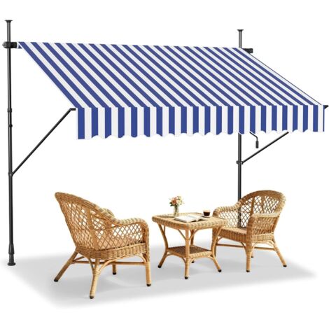 Froadp Store à pince Store rétractable Manuel Protection solaire Balcon Sans perçage Protection UV Résistant aux intempéries Hauteur réglable Store à bras articulé avec manivelle pour jardin terrasse