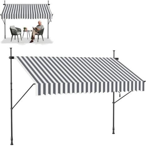 Froadp Store à pince Store rétractable Manuel Protection solaire Balcon Sans perçage Protection UV Résistant aux intempéries Hauteur réglable Store à bras articulé avec manivelle pour jardin terrasse