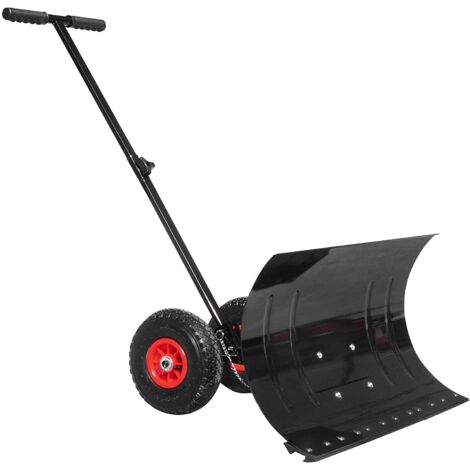 AUFUN Pelle à Neige avec Roues et 5 Angles réglables en Hauteur, Chasse Neige pour Jardin et Trottoir, Lame à Neige en métal Largeur de Travail 75 cm, Hauteur 42 cm (1/5)