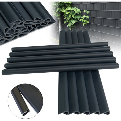 AUFUN Lot de 50 clips de fixation en PVC pour bandes brise-vue Anthracite 190 x 15 mm (1/5)