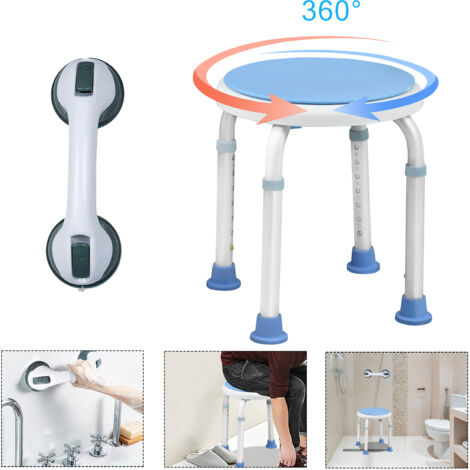 AUFUN Tabouret de douche avec poignée en alu et plastique (1/5)