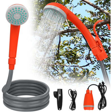 AUFUN Batterie de Camping en Plein air avec douchette, Batterie Rechargeable, cable de Chargement USB, pour la randonnée, Les Voyages, Le Jardin