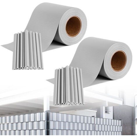 AUFUN PVC bandes d'intimité, film d'intimité de jardin, film de clôture, protection d'intimité, protection contre le vent, 35 m x 19 cm (gris clair)