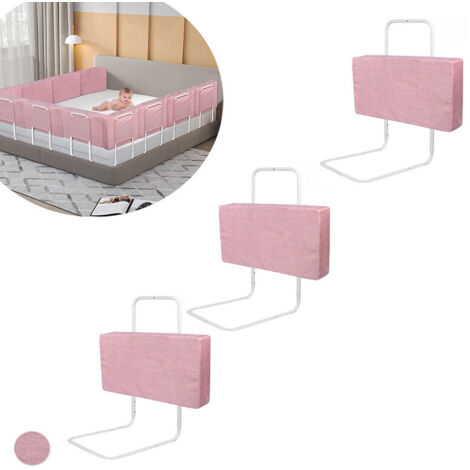 AUFUN Barrière de sécurité pour lit bébé,réglable en Hauteur avec 5 Trous,Protection Contre Les Chutes,barrière de sécurité pour Enfant (60mx3,Rose)