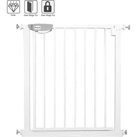 AUFUN 75-85cm Stair Protection Grille Children Grille d'ouverture bidirectionnelle, Grilles de protection de porte sans forage, pour enfants, Blanc