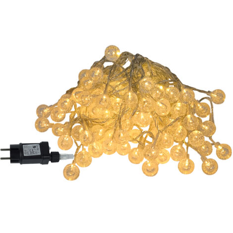 AUFUN Chaîne Lumineuse Boule de Cristal Blanc Chaud (20m cordon transparent) (1/5)