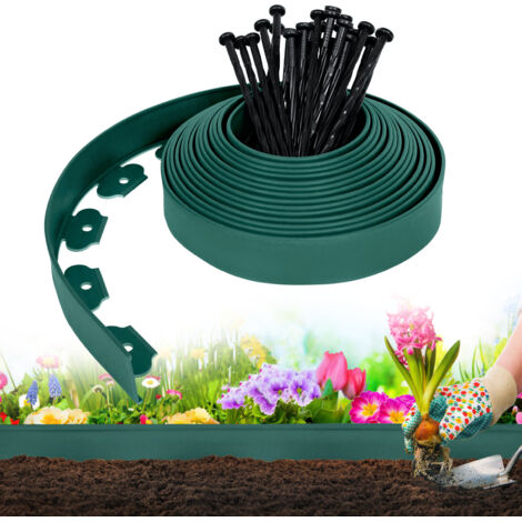AUFUN Bordure de pelouse Flexible en Plastique 10mx5cm avec 30 ancrages au Sol pour l'ancrage (1/5)