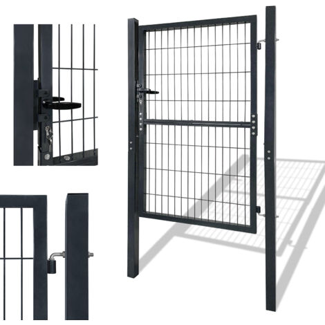 AUFUN 125 x100cm Porte de jardin Porte de cour Porte de jardin Avec serrure Porte de jardin,Porte de clôture,Porte de clôture,Clôture de jardin, Noir