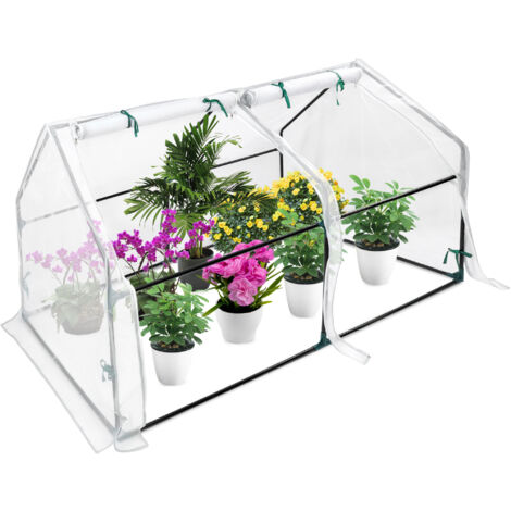 AUFUN Mini Serre pour Plantes Serre pour Tomates avec Porte Roulante, Serre pour Tomates, Jardin, 180 ×90×90 cm, Blanc (1/5)