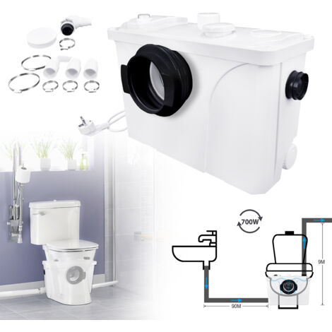 AUFUN Système de levage 4/1 pour eaux usées 700 W Pompe domestique de relevage de matières Pompe anti-retour intégré pour WC (1/5)