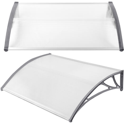 AUFUN 150x100cm Cauve de toit de porte d'entrée pour la porte d'entrée Deskvordach, support PP, toit de porte pour le toit suprême descendant, Gris