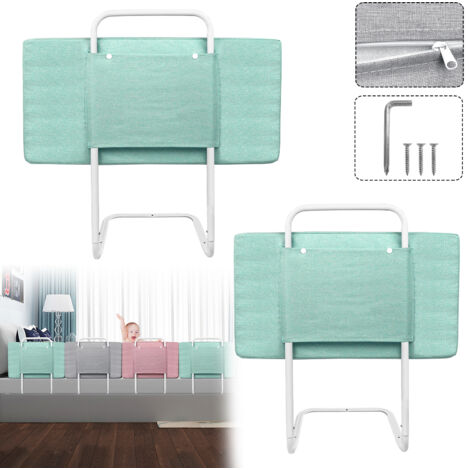 AUFUN Barrière de sécurité pour lit bébé,réglable en Hauteur avec 5 Trous,Protection Contre Les Chutes,barrière de sécurité pour Enfant (50mx2,Vert) (1/5)