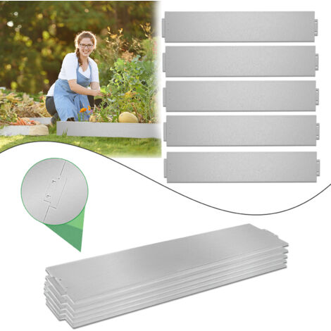 AUFUN Bordure de Jardin Exterieur, 45m Gazon Bordures en Acier Galvanisé pour Jardin Plantes Potager, 15 cm hauteur, Argent