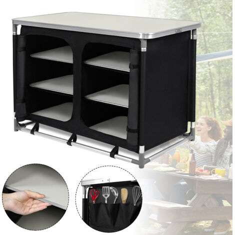 AUFUN Cuisine de Camping, Armoire de Camping Pliable avec Cadre en Aluminium (100x 50x 80 cm) (1/5)