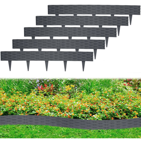 AUFUN 5m Rotin Bordure de pelouse avec 5 éléments de 100 cm