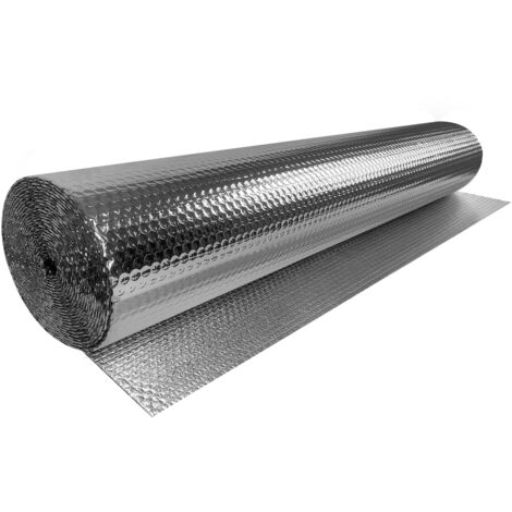 AUFUN Film Isolant Double Aluminium Film Bulle Isolation Toit 1mx10mx3-4mm, Film Réfléchissant Radiateur(10㎡)