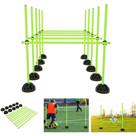 AUFUN Haies de Vitesse et d'agilité Batons d'entranement pour Le Fitness Ensemble de Haies réglables pour Divers entranements Obstacles de Coordination (vert vif)