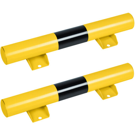 AUFUN Lot de 2 butées de garage en acier solide pour parking, Jaune/noir, 60 x 8 x 10 cm (1/5)