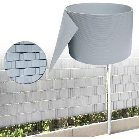 AUFUN Bandes D'Intimité en PVC, Lamelle Occultation Grillage Rigide dur Brise-vent pour Double Clôture de Jardin, Balcon (2,5m19cm, Light Gray)