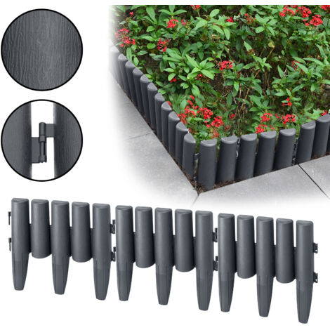 AUFUN Bordure de pelouse en plastique polypropylène aspect bois, bordure de pelouse décorative de jardin, 2,8m anthracite