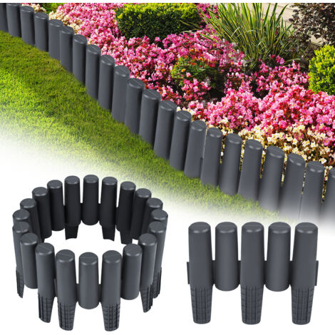 AUFUN Bordure de parterre Bordure de pelouse, Bordure de jardin adaptée à la composition simple de formes différentes 8.4M (Anthracite) (1/5)